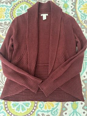 H&M Ribbed Shawl Collar Cardigan - Burgundy